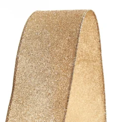 Champagne Sparkle Glitter Ribbon Wired Edge - 6.3cm Discount