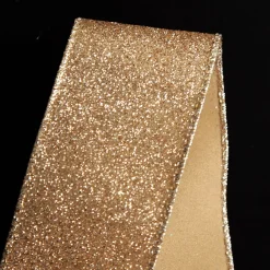 Champagne Sparkle Glitter Ribbon Wired Edge - 6.3cm Discount