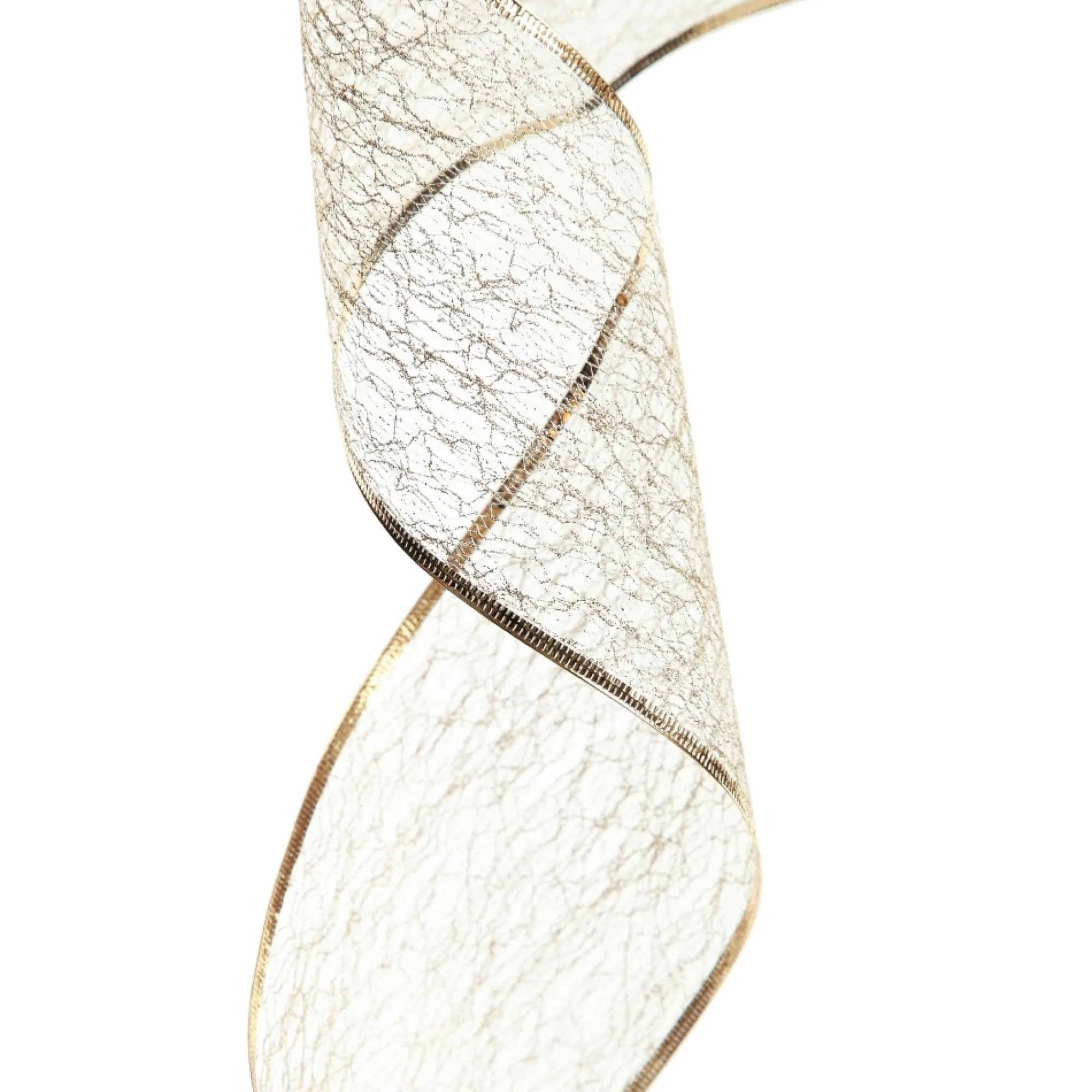 Champagne Spider Mesh Wired Christmas Ribbon Garland Shop