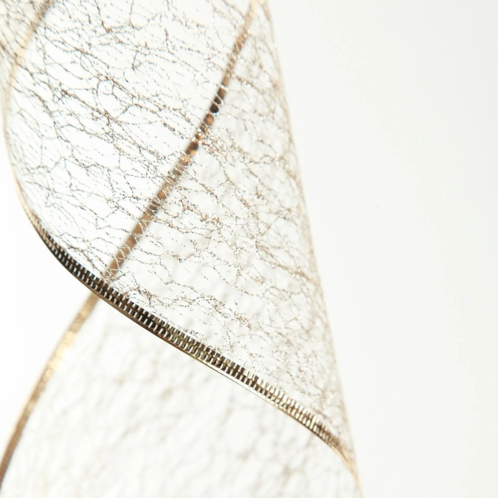 Champagne Spider Mesh Wired Christmas Ribbon Garland Shop