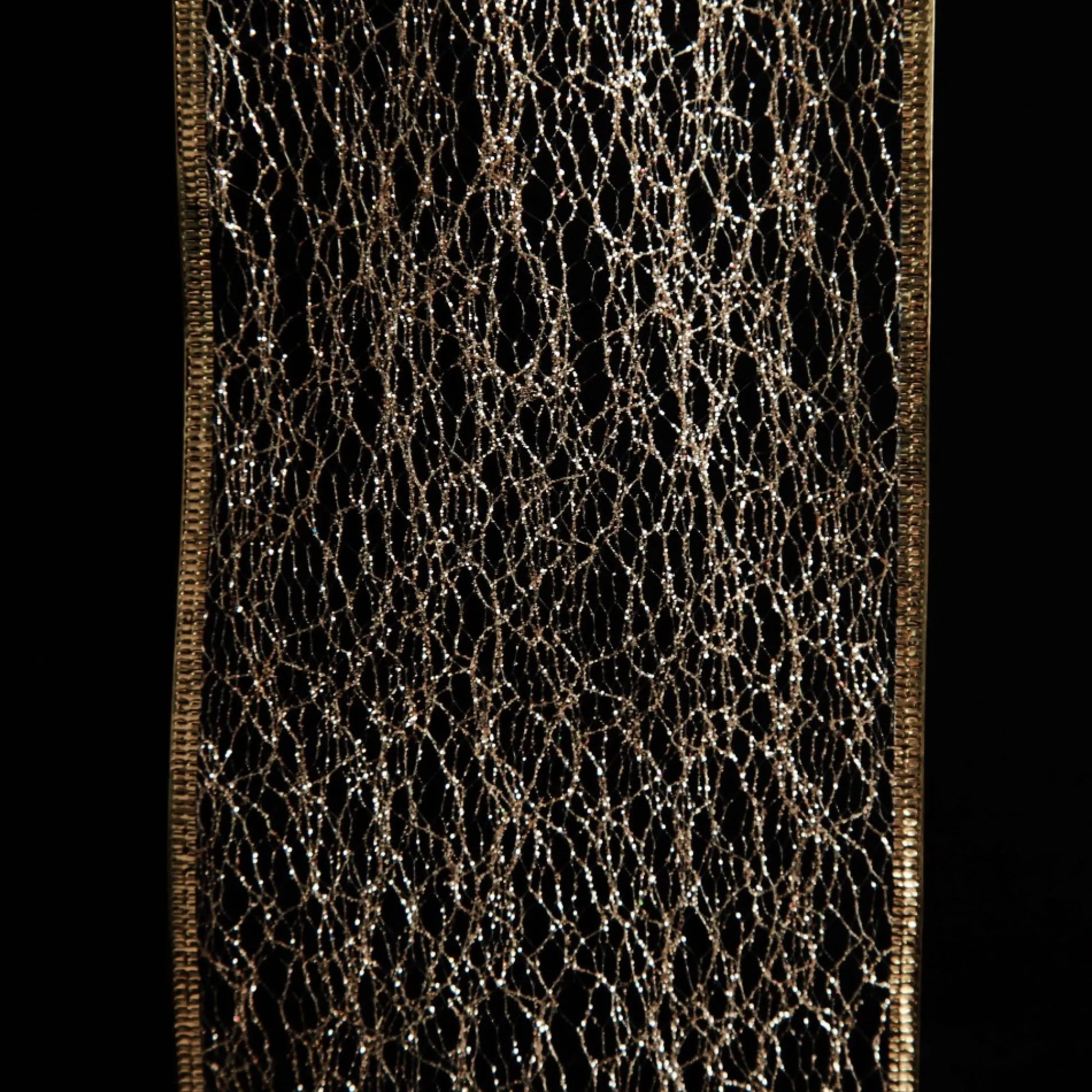 Champagne Spider Mesh Wired Christmas Ribbon Garland Shop