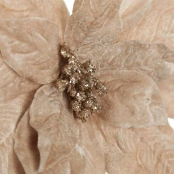 Champagne Velvet Poinsettia Flower Stem Flash Sale
