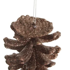Chocolate Glitter Faux Hanging Pinecone Cheap