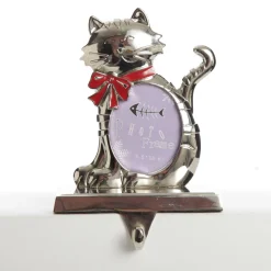 Chrome Cat Christmas Stocking Hanger with Photo Holder Sale
