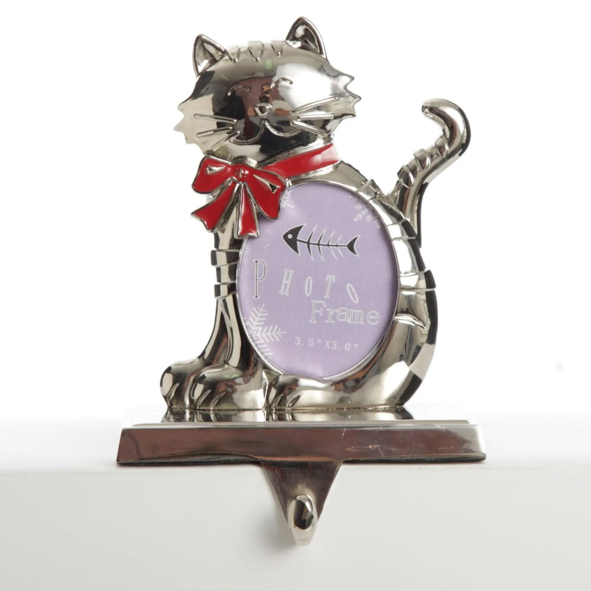 Chrome Cat Christmas Stocking Hanger with Photo Holder Sale
