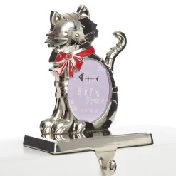 Chrome Cat Christmas Stocking Hanger with Photo Holder Sale
