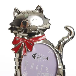 Chrome Cat Christmas Stocking Hanger with Photo Holder Sale