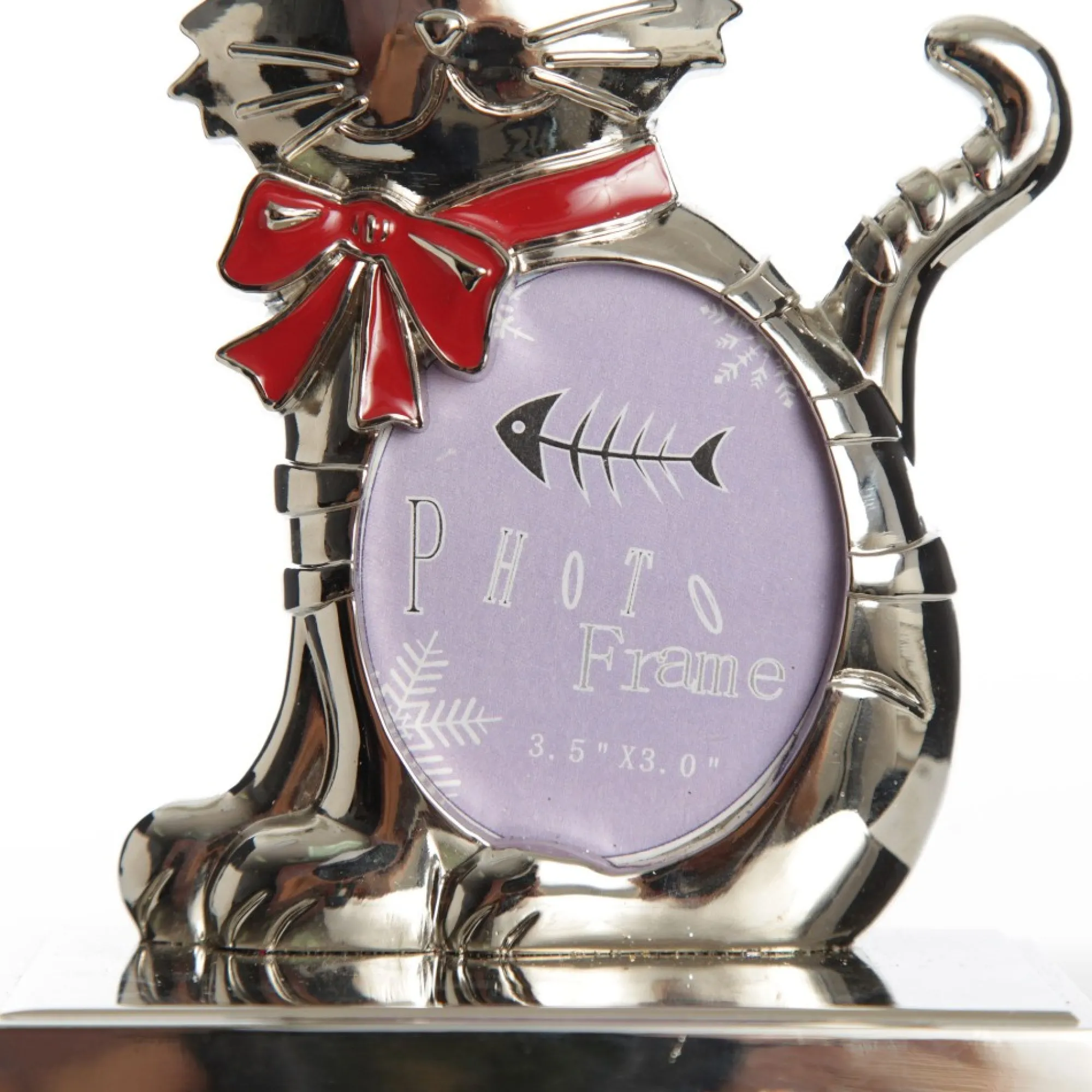 Chrome Cat Christmas Stocking Hanger with Photo Holder Sale