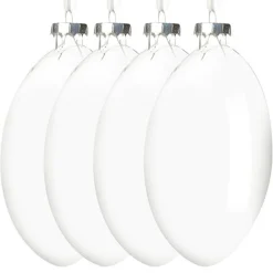 Clear Glass Craft Round Disc Bauble Decoration - Set of 4 New