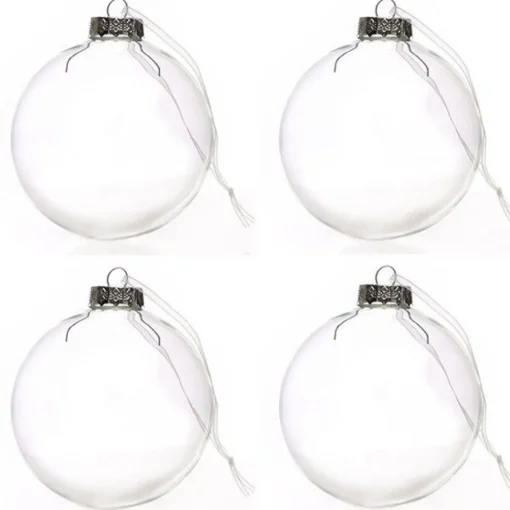 10cm Clear Glass Craft Bauble - Set of 4 Hot