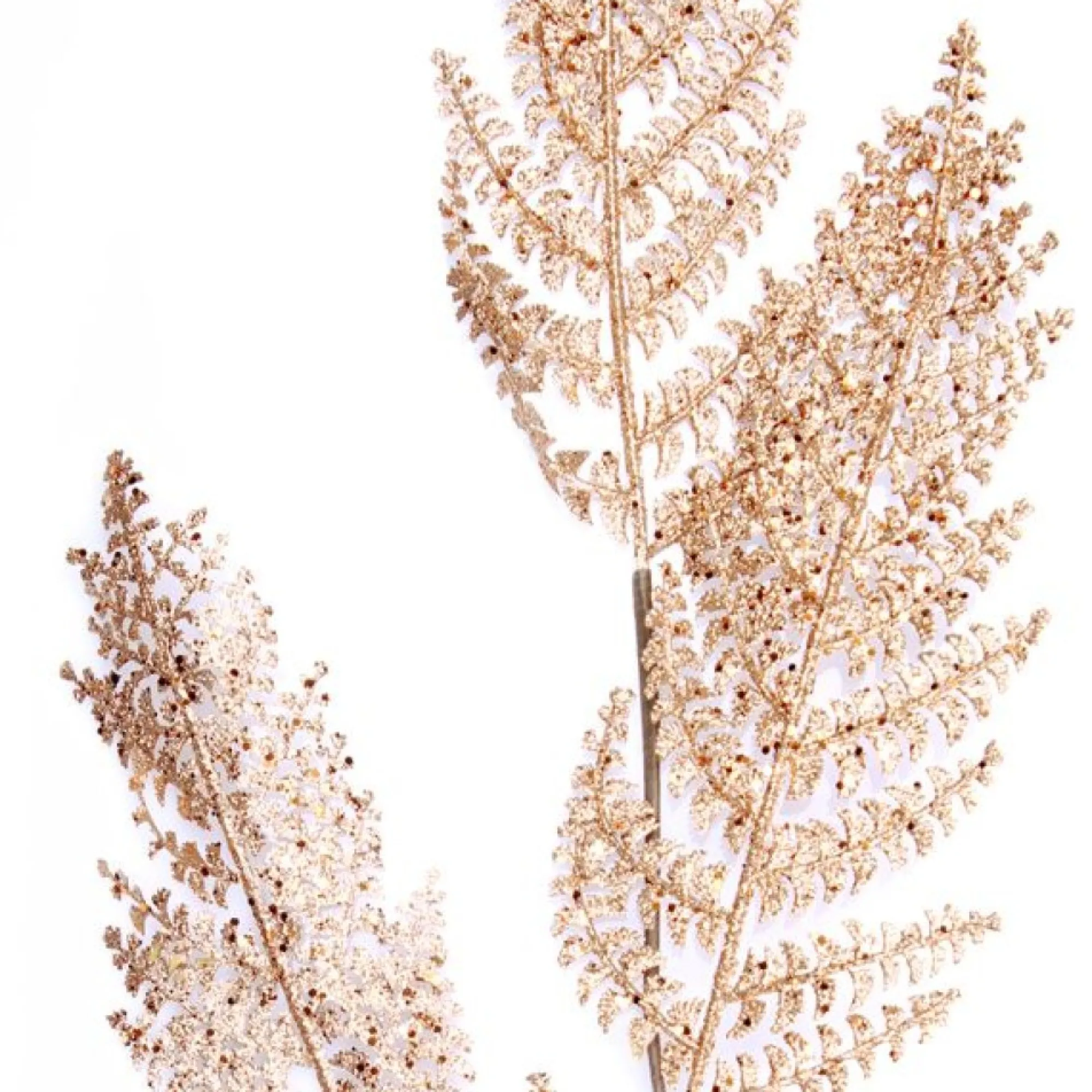 Copper Glitter Fern Spray New