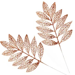 Copper Glitter Mesh Leaf Pick - Set of 2 Store
