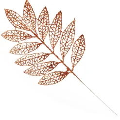Copper Glitter Mesh Leaf Pick - Set of 2 Store