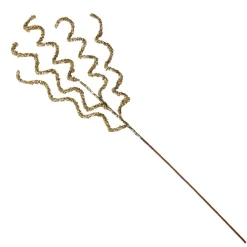 Curly Gold Beaded Glitter Pick New
