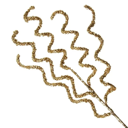 Curly Gold Beaded Glitter Pick New