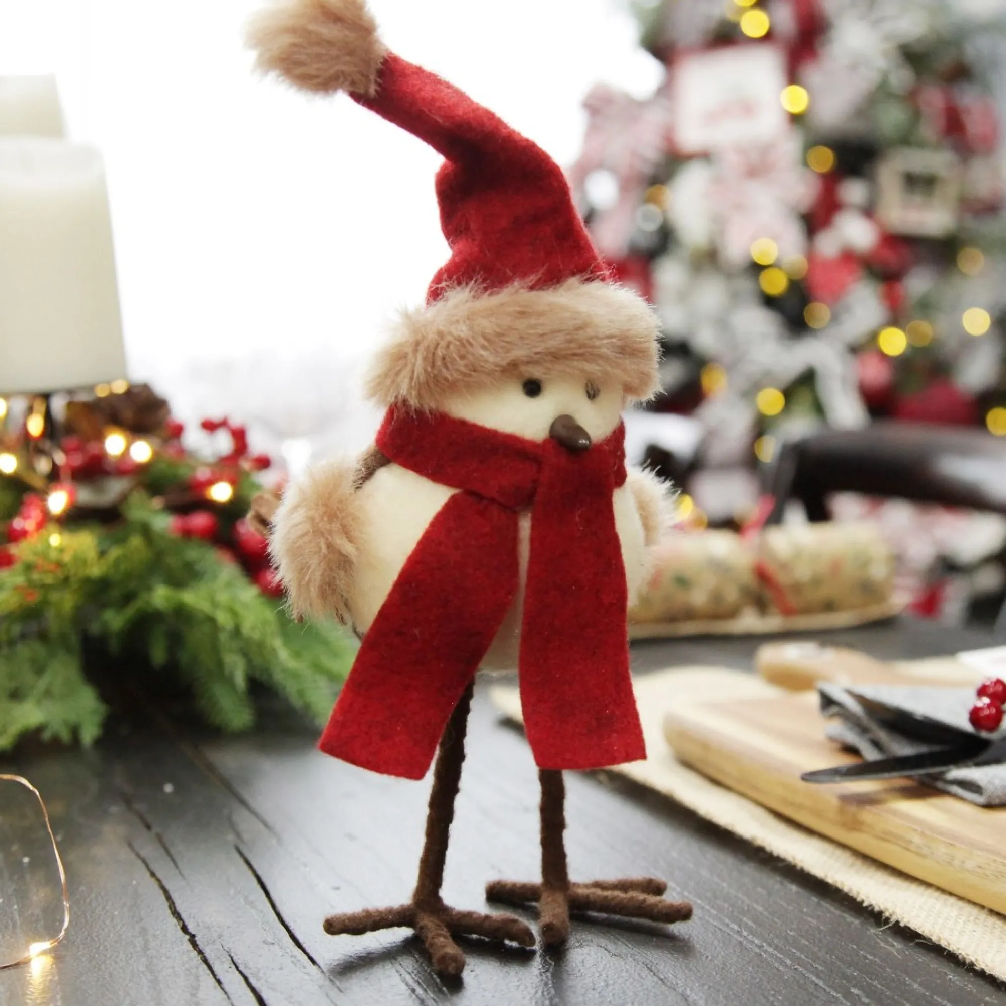 Cute Christmas Bird with Red Hat and Scarf Flash Sale