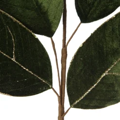 Dark Green Velvet Leaf Spray with Gold Highlights Cheap