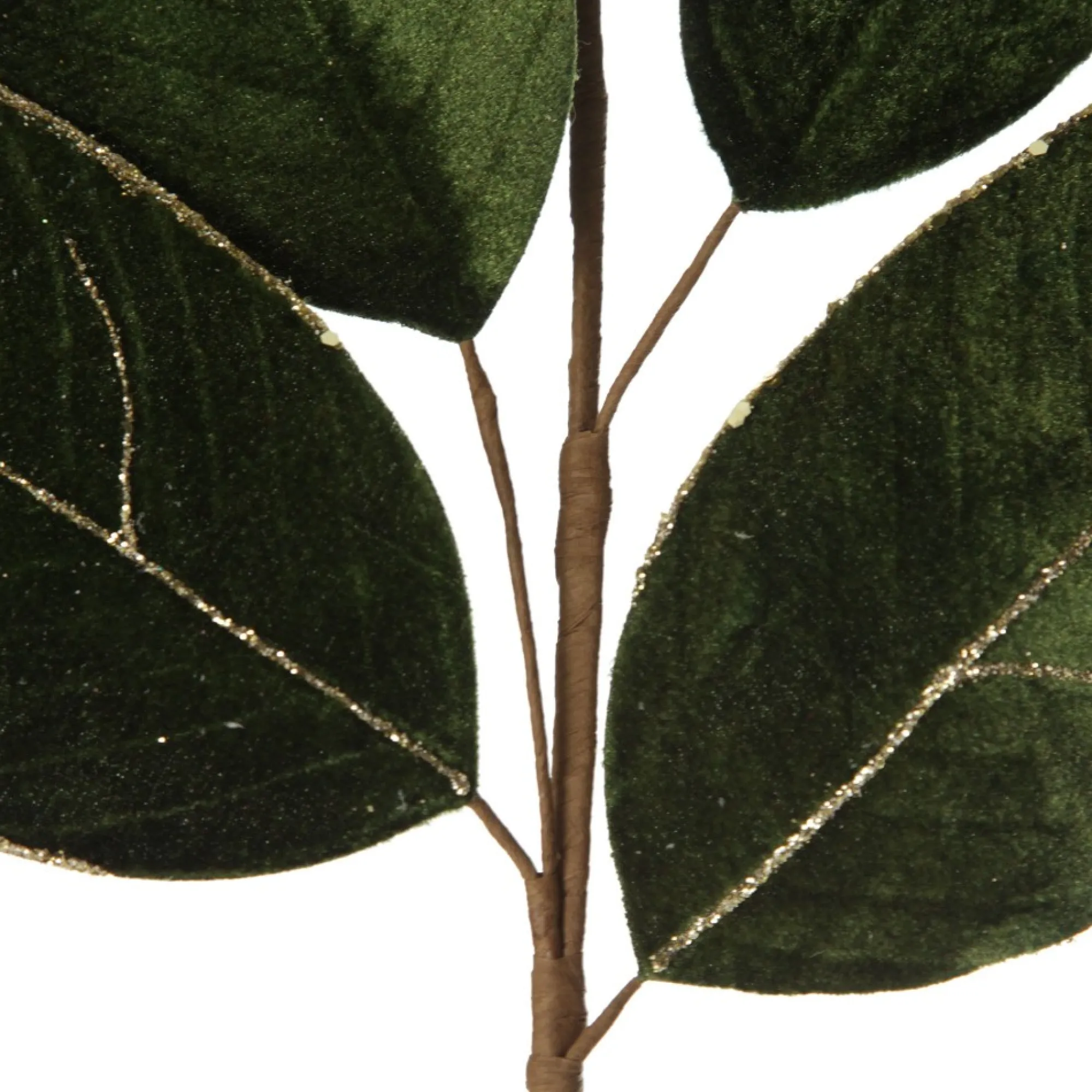 Dark Green Velvet Leaf Spray with Gold Highlights Cheap