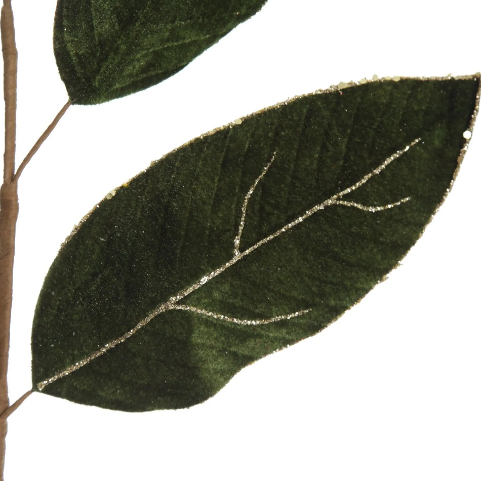 Dark Green Velvet Leaf Spray with Gold Highlights Cheap