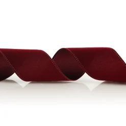 Dark Red Velvet Ribbon with Wired Edge - 6cm Store