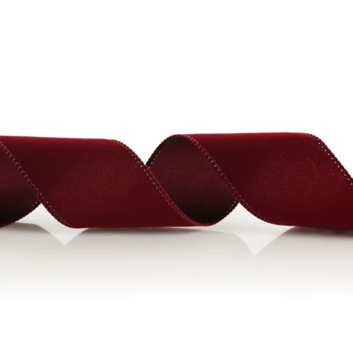 Dark Red Velvet Ribbon with Wired Edge - 6cm Store
