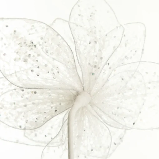 Delicate White Mesh and Sequin Flower Stem Cheap