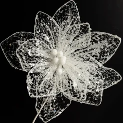 Delicate White Mesh and Sequin Flower Stem Cheap