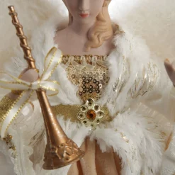 Deluxe Charming Gold and Ivory Lace Angel Tree Topper Ornament Shop