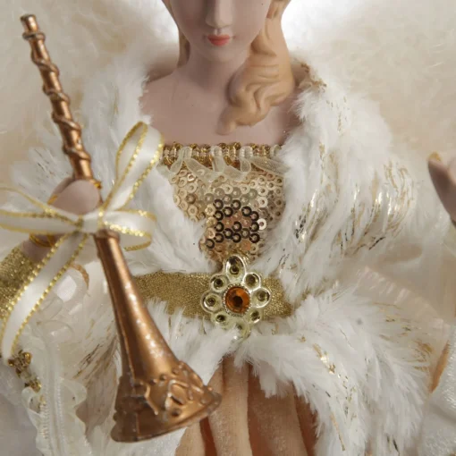Deluxe Charming Gold and Ivory Lace Angel Tree Topper Ornament Shop