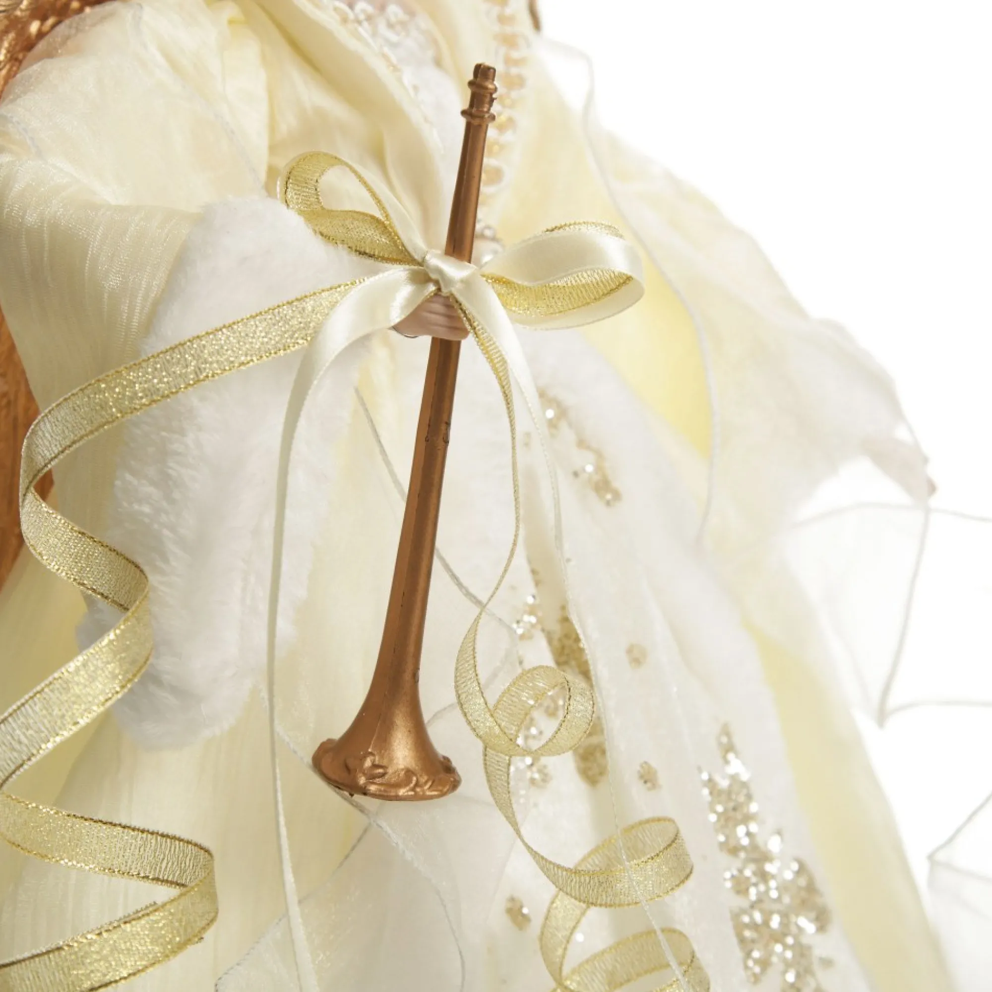 Elegant Ivory and Gold Christmas Angel Tree Topper Flash Sale