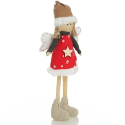 Fabric Standing Angel Star - Red Dress New