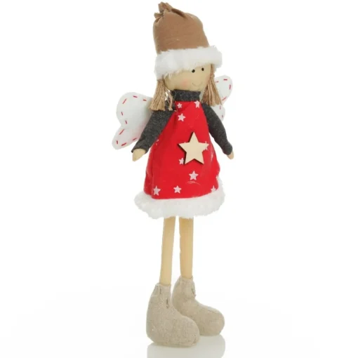 Fabric Standing Angel Star - Red Dress New