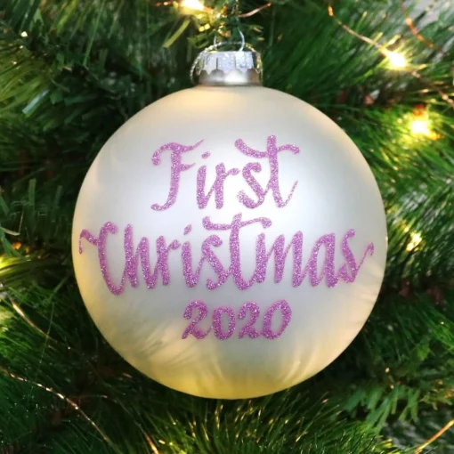 First Christmas Girl Personalised Christmas Bauble Cheap
