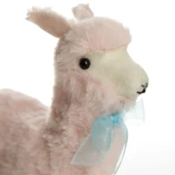 Fluffy Pink Llama with Blue Bow Flash Sale