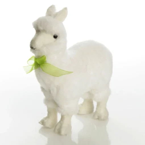 Fluffy White Llama with Green Bow Discount