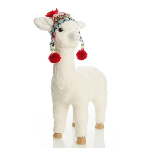 Fluffy White Llama with Hat - Standing Discount
