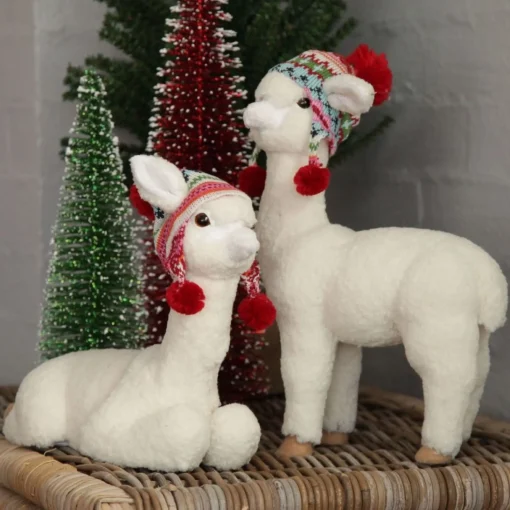 Fluffy White Llama with Hat - Standing Discount