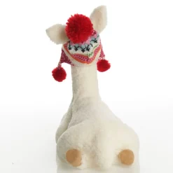 Fluffy White Llama with Hat - Sitting Clearance