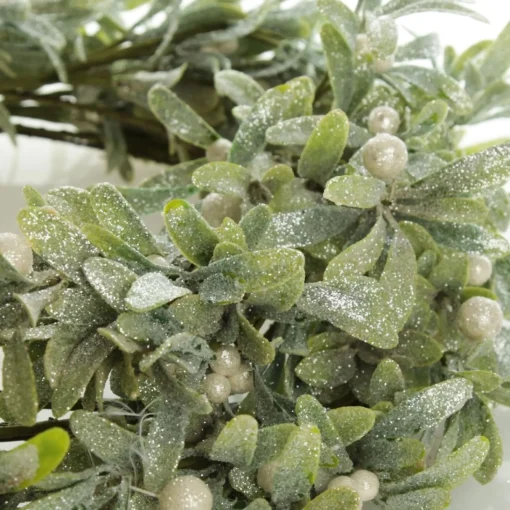 Frosted Green Leaf Christmas Wreath with White Berries Store