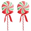 Frosted Green Peppermint Lollipop Tree Decoration - Set of 2 Discount