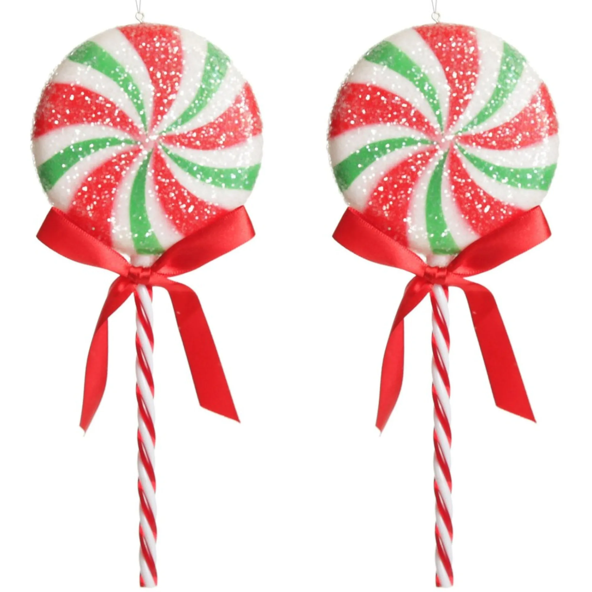 Frosted Green Peppermint Lollipop Tree Decoration - Set of 2 Discount