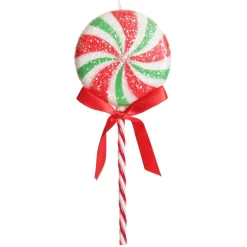 Frosted Green Peppermint Lollipop Tree Decoration - Set of 2 Discount