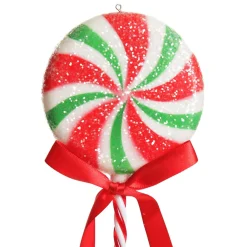 Frosted Green Peppermint Lollipop Tree Decoration - Set of 2 Discount