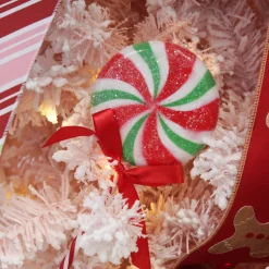 Frosted Green Peppermint Lollipop Tree Decoration - Set of 2 Discount