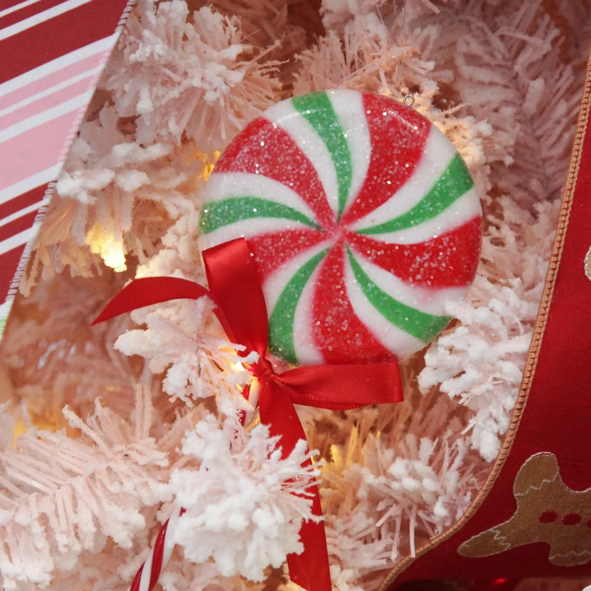 Frosted Green Peppermint Lollipop Tree Decoration - Set of 2 Discount