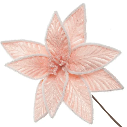 Frosted Pink Flower Clip with White Edge Hot