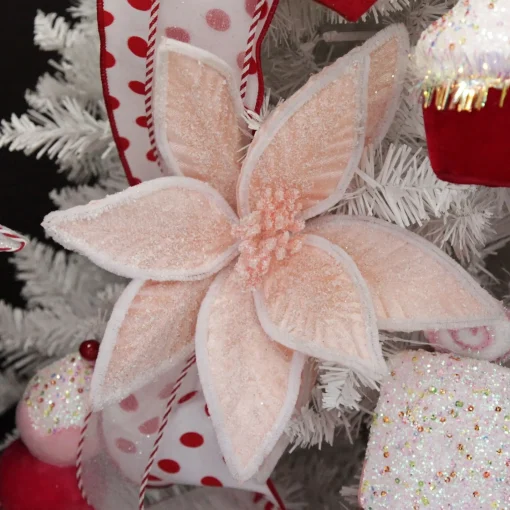 Frosted Pink Flower Clip with White Edge Hot