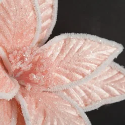 Frosted Pink Flower Clip with White Edge Hot