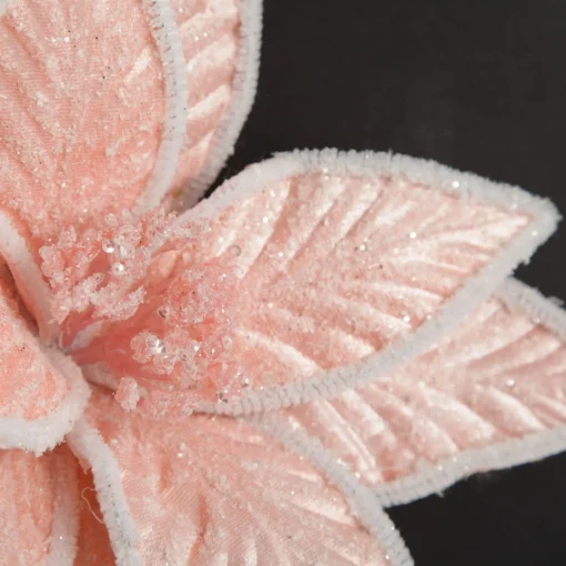 Frosted Pink Flower Clip with White Edge Hot