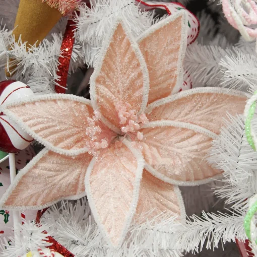 Frosted Pink Flower Clip with White Edge Hot